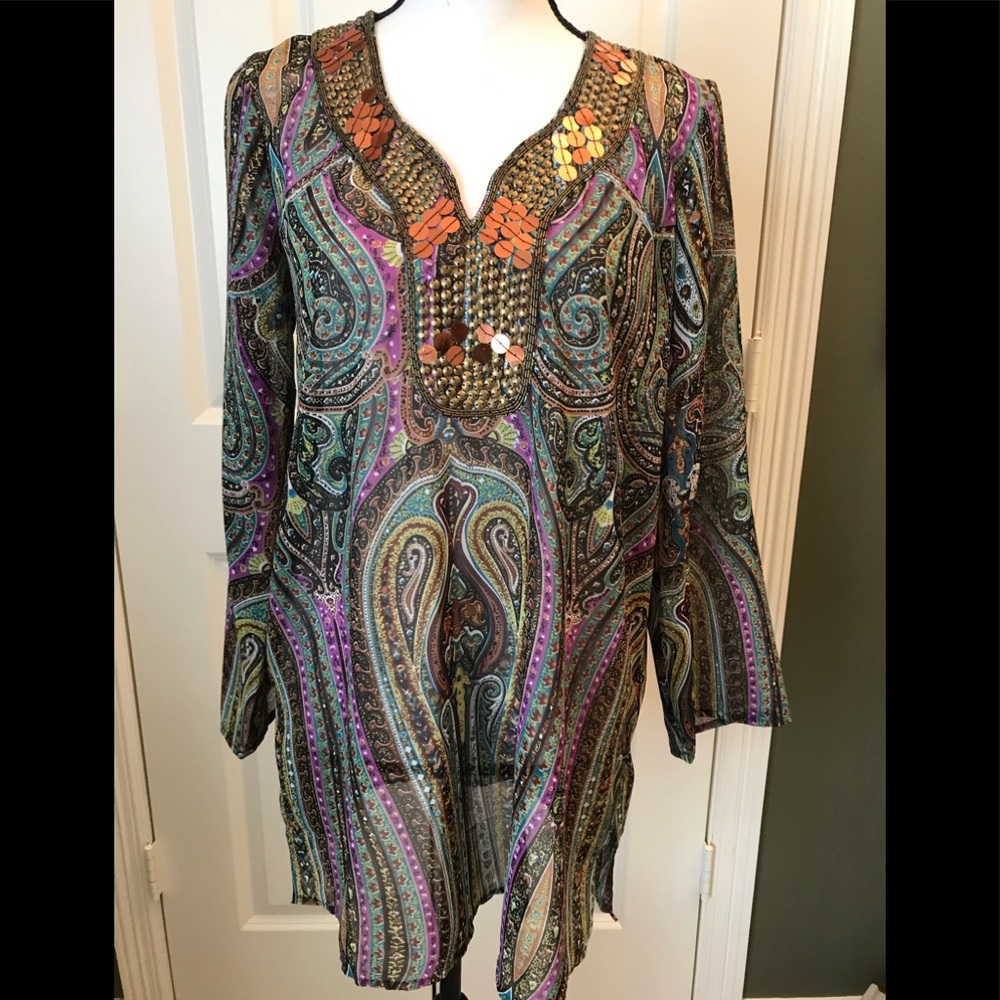 Adrienne Vittadini embellished tunic - sz 8